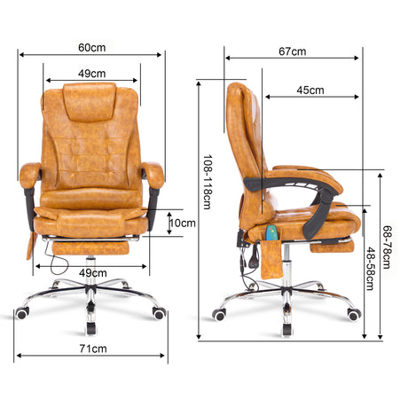 Lumbar massage executive office chair with chair dimensions.