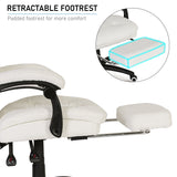 Luxury chair for office with a retractable footrest for enhanced comfort and relaxation.