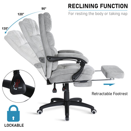 Luxury designer office chair with a smooth reclining function for enhanced relaxation and comfort.