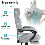 Luxury fabric office chair with ergonomic S-curve design for optimal back support and comfort.