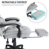 Luxury office boss chair with a retractable footrest for ultimate comfort and relaxation.