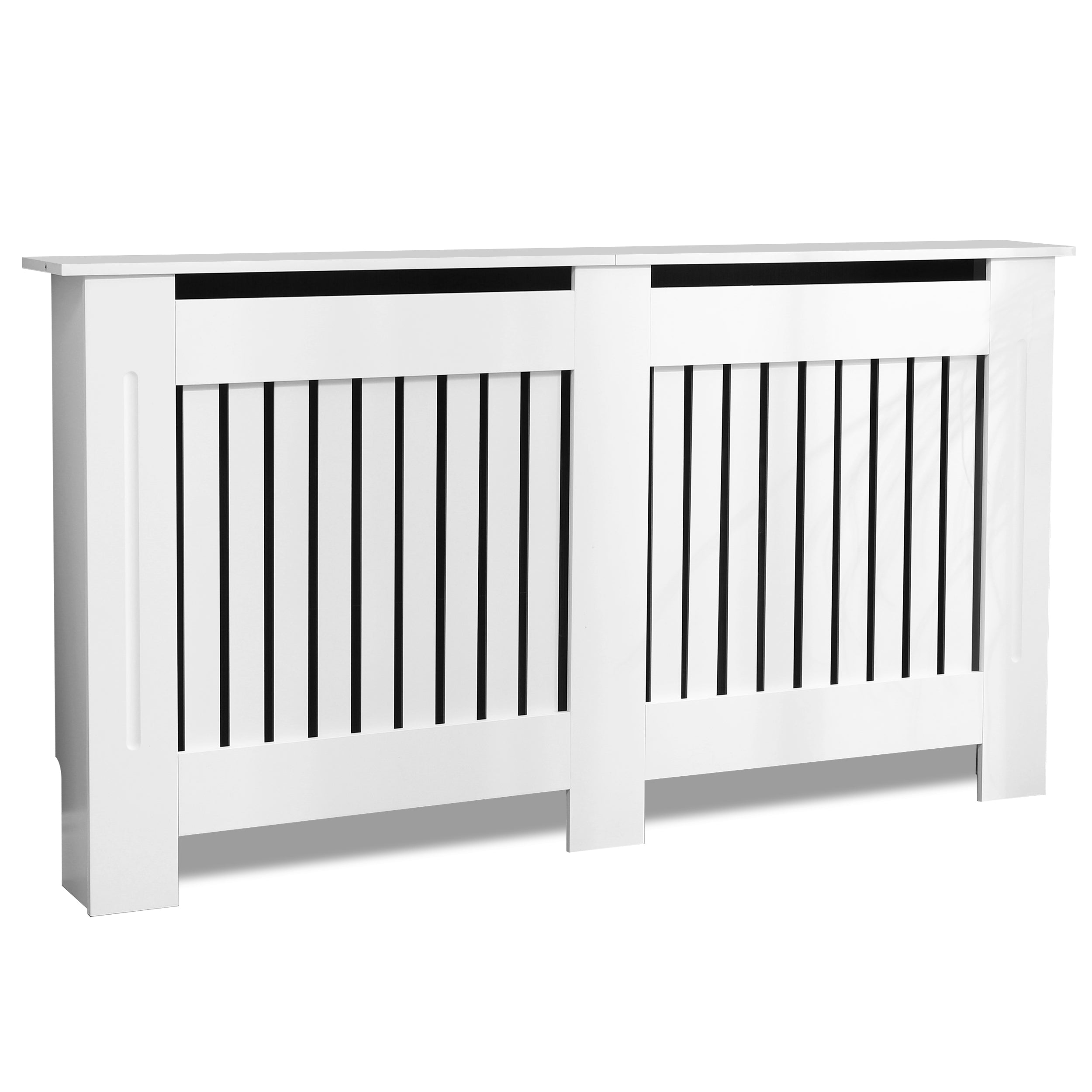 Luxury radiator covers white with vertical slats and modern decorative design