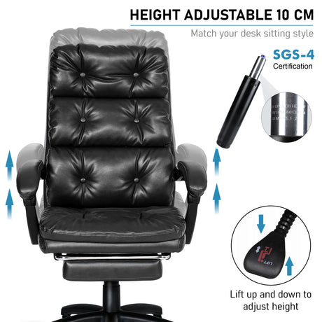 Luxury reclining office chair with a 10 cm height adjustment for personalized comfort.