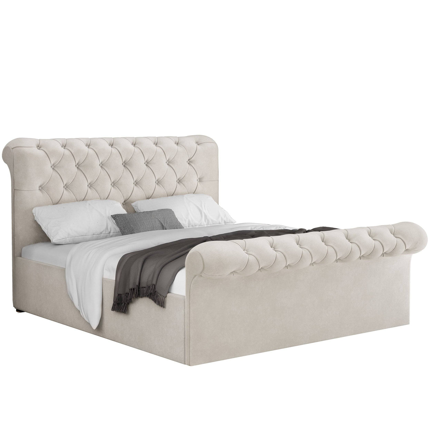 Blisswood Velvet Chesterfield Design Side lift Ottoman Bed With Storage