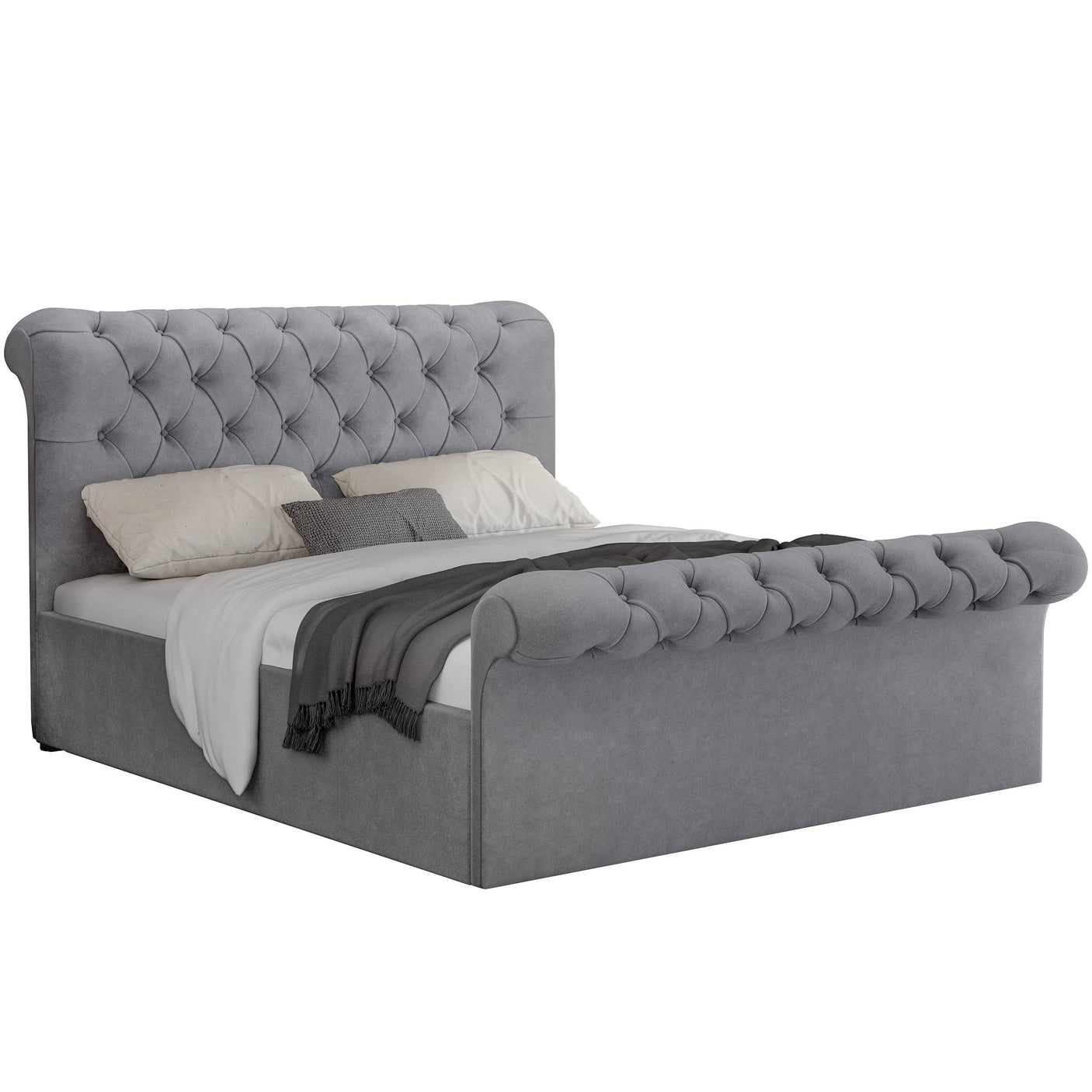 Blisswood Velvet Chesterfield Design Side lift Ottoman Bed With Storage