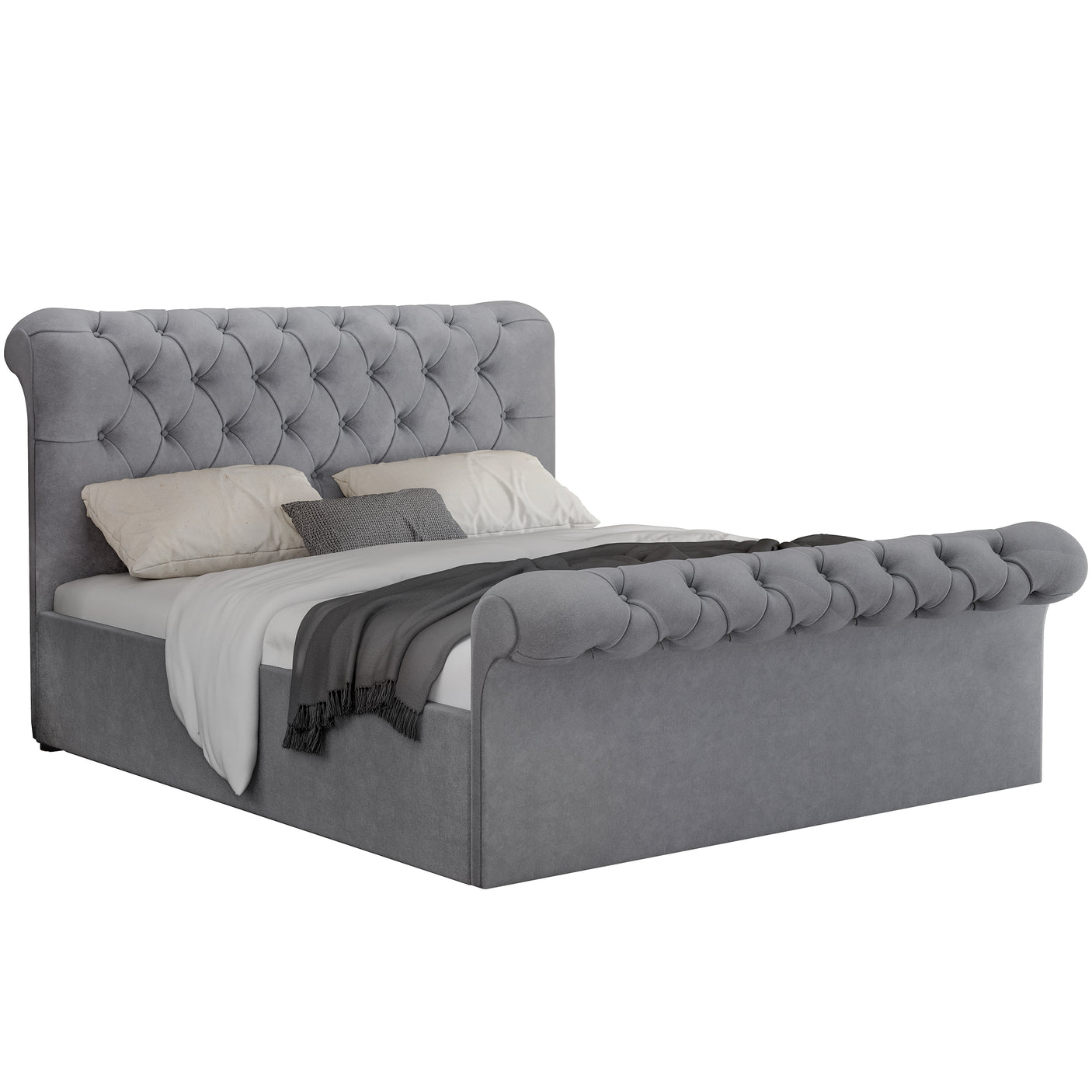 Blisswood Velvet Chesterfield Design Side lift Ottoman Bed With Storage