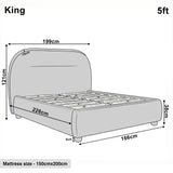 [Blue | King] Technical size guide with front and side profile illustrating 5ft bed frame at 166cm wide by 226cm long