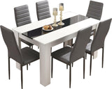 Elegant marble dining table with a sleek finish, perfect for modern dining room decor.