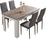 Marble top dining table set with matching chairs, perfect for luxury dining spaces.