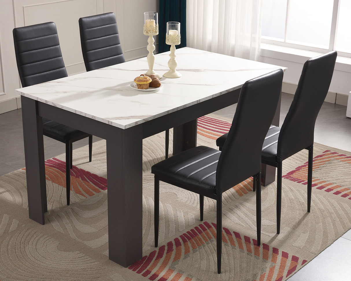 Marble top dining table with elegant design, perfect for luxury dining spaces.