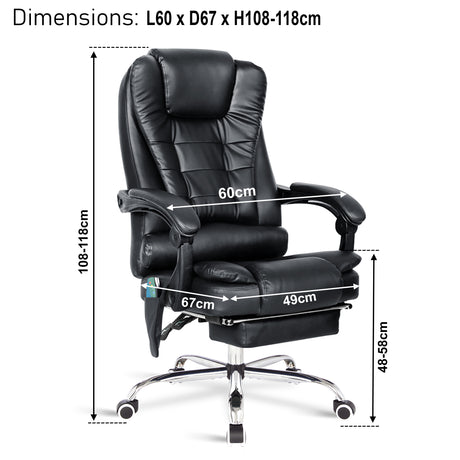 Massage chair for office use with detailed chair dimensions for optimal comfort.