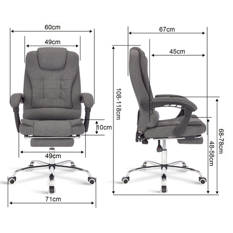 Massage office chair with ergonomic design and dimensions for optimal comfort and support.