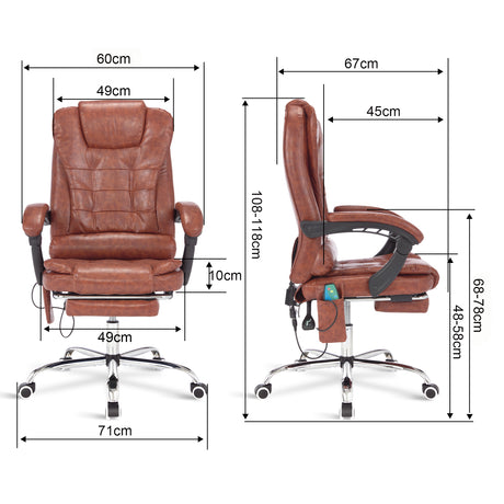 Ergonomic massage office chair with precise chair dimensions for comfort and support at your desk.