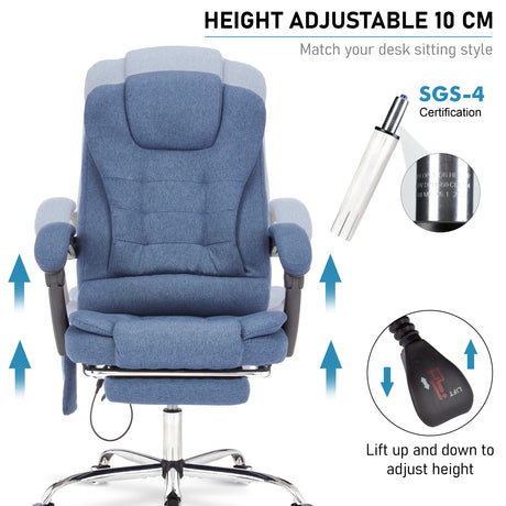 Massage office chair ergonomic with height adjustment 10 cm.