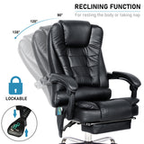 Ergonomic massage office chair with footrest, reclining function, and lockable design.