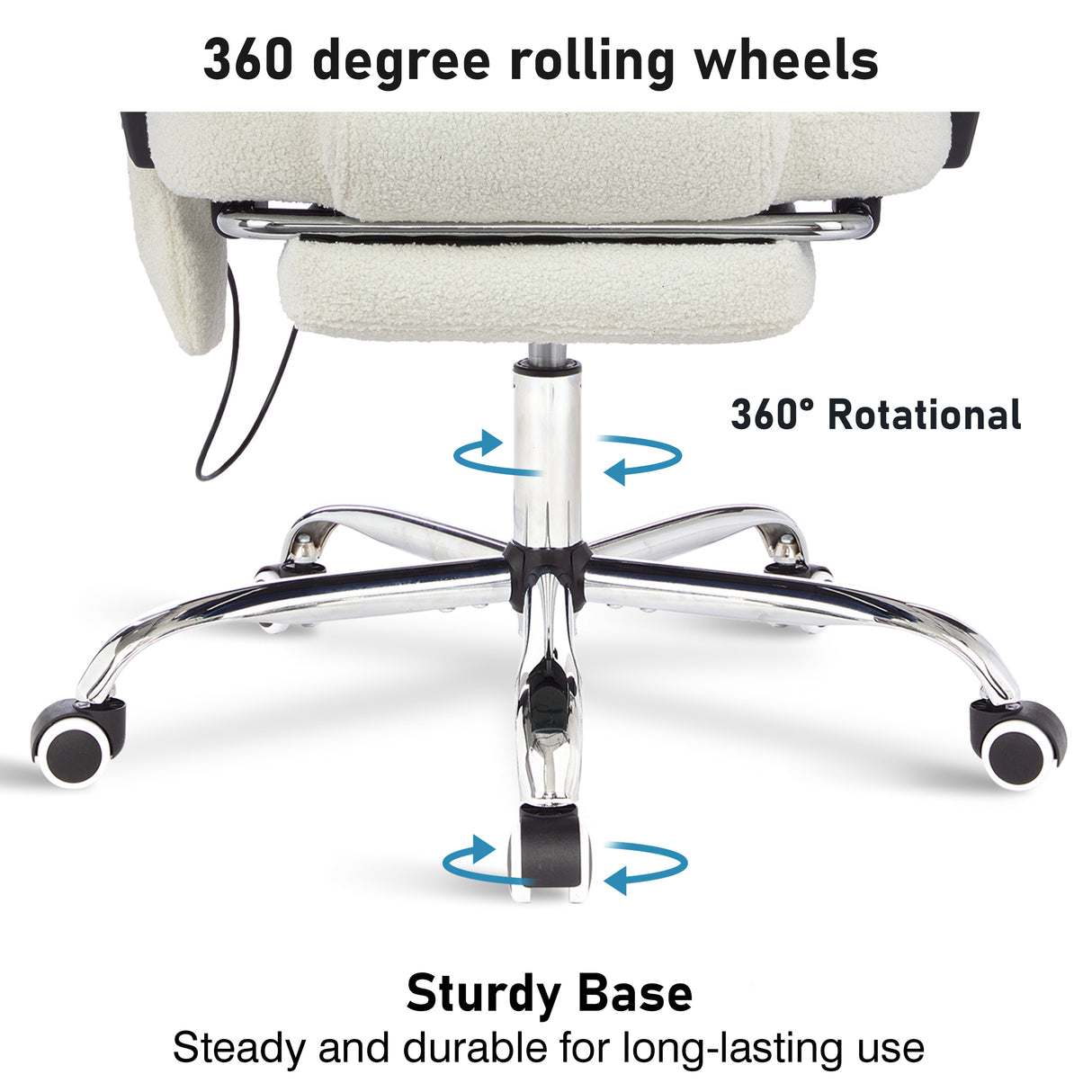 Massage office desk chair with 360-degree rolling wheels for enhanced mobility and comfort.