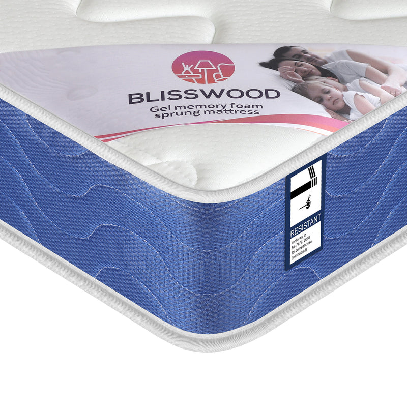 Blisswood Single 3ft Cool Gel Memory Foam Sprung  8" Mattress