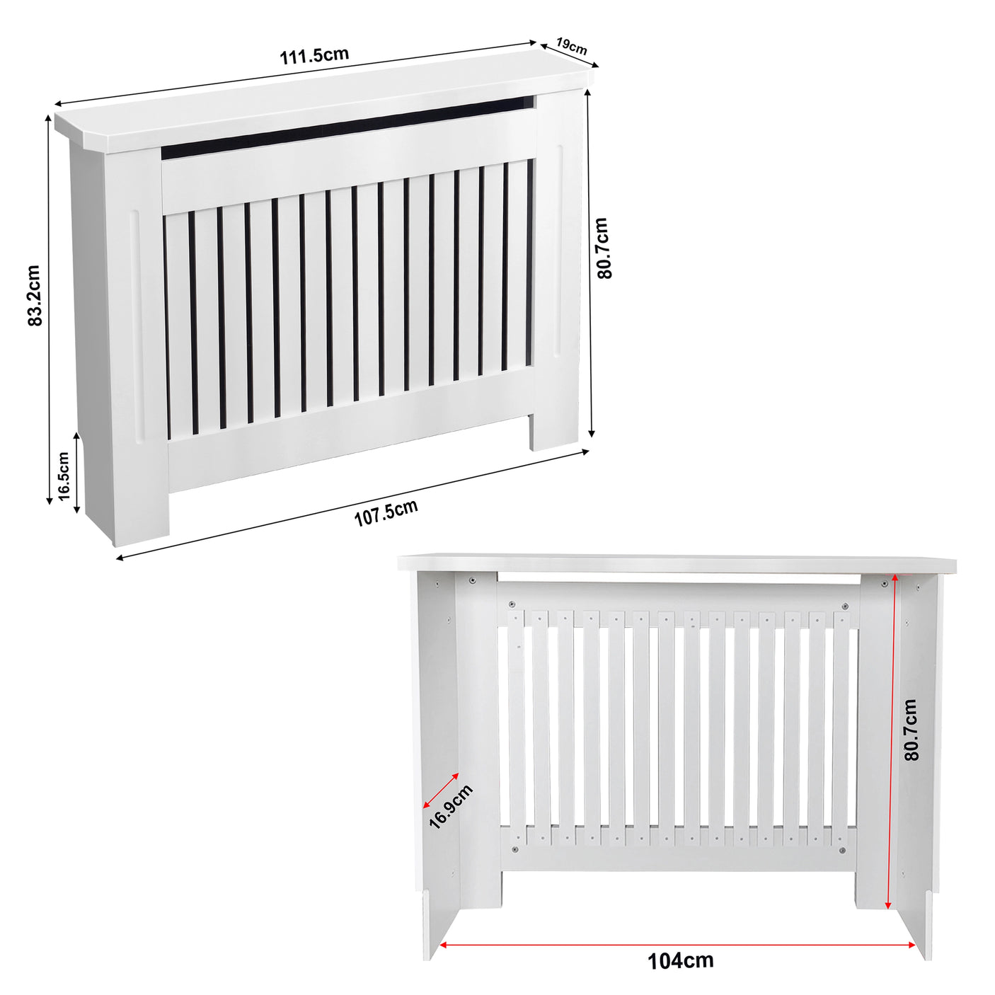 Chelsea White Radiator Cover,  Vertical Wooden Slats