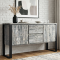 Millwright Grey Large Industrial Sideboard with Drawers and Cabinets