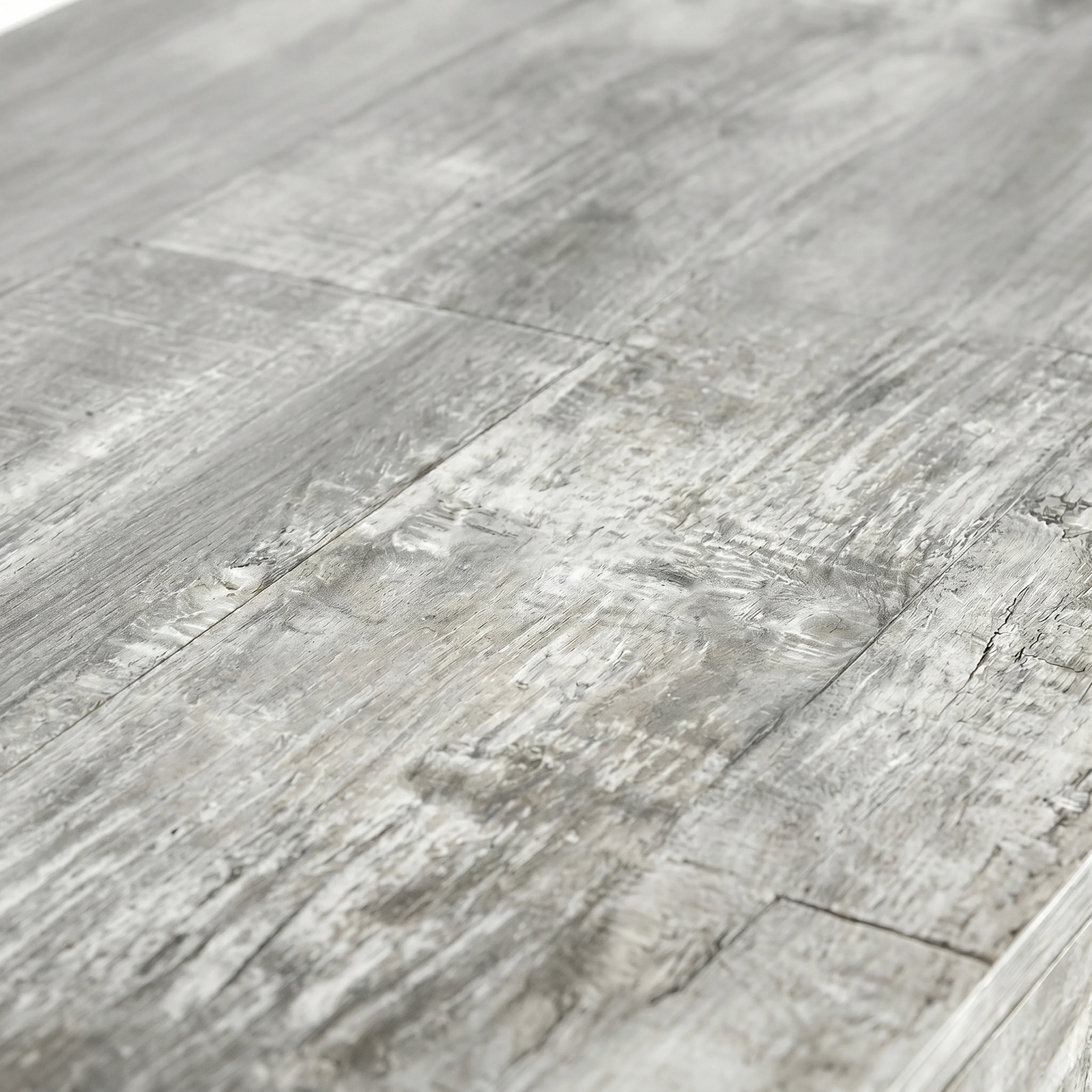 [Grey] Millwright sideboard close-up showing rough grey wood-grain effect tabletop texture