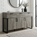 Millwright 3 Door Sideboard with Drawers, Wooden Grey Effect