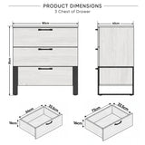 [Wooden Grey] Millwright 3 drawer chest dimensions: 80W x40D x81H cm; drawers 64/73W x33.5D x16H cm