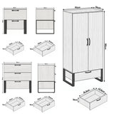 [Wooden Grey] Millwright bedroom set dimensions: wardrobe 90W x54D x185H; chest 80W x40D x81H; bedside 50W x40D x58H cm