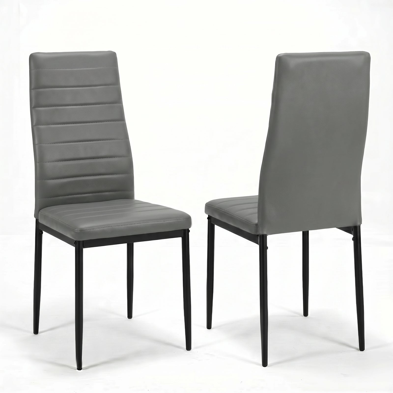 [6 Seater | Grey] Milo high-back dining chair shown from front and rear angles