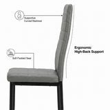 [6 Seater | Grey] Milo chair side profile showing curved high back support and padded seat callouts