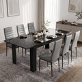 Milo Extendable Dining Table Set with 6 Grey Chairs - Black Marble Effect