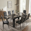 Milo Extendable Dining Table Set with 8 Black Chairs | Black Marble-Effect