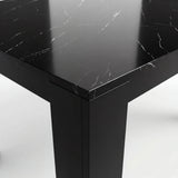 [8 Seater | Black] Close-up of the Milo black marble-effect tabletop edge, surface texture, and inverted-L shaped leg