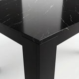 [8 Seater | Black] Close-up of the Milo black marble-effect tabletop edge, surface texture, and inverted-L shaped leg