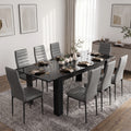 Milo Extendable Dining Table Set with 8 Grey Chairs | Black Marble-Effect