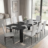 [8 Seater | White] Milo extendable dining table set extended to 220cm with eight white chairs and laid out with cutlery