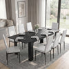 [8 Seater | White] Milo extendable dining table set extended to 220cm with eight white chairs and laid out with cutlery