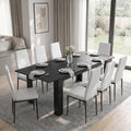 Milo Extendable Dining Table Set with 8 White Chairs | Black Wood-Effect