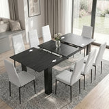 [8 Seater | White] Milo extendable dining table set with hidden leaf placed and showing sliding rails