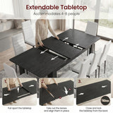 [8 Seater | White] Milo extendable dining table set with tabletop pulled apart to place leaf in middle to extend the table