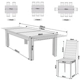 [6 Seater | White] Milo extendable dining table set size: closed H76 W170 D90cm, open W220; chair W42 D40 H98cm, seat H46 cm