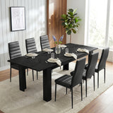 [6 Seater | Black] Milo black wood-effect dining table set extended to 220cm with 6 high-back chairs