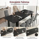 [6 Seater | Grey] Milo extension guide showing tabletop opening, centre leaf placement, and lock-close steps