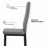 [6 Seater | Grey] Milo chair side profile showing curved high-back support, padded seat, and slim iron legs