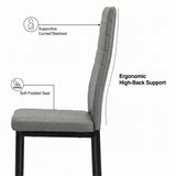[6 Seater | Grey] Milo chair side profile showing curved high-back support, padded seat, and slim iron legs