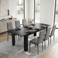 Milo Extendable Dining Table Set with 6 Grey Chairs | Black Wood-Effect