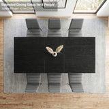 [6 Seater | Grey] Milo extendable dining table extended for 8-place setup, overhead view with high-back chairs