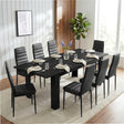 [8 Seater | Black] Milo black wood-effect dining table set extended to 220cm with 8 high-back chairs