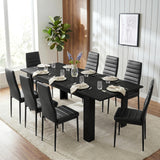 [8 Seater | Black] Milo black wood-effect dining table set at regular 170cm size with 8 high-back chairs