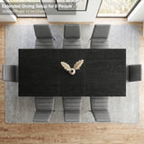 [8 Seater | Grey] Milo extendable dining table extended for 8-place setup, overhead view with high-back chairs