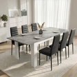 [6 Seater | Black] Milo concrete-effect dining table set extended to 220cm with 6 high-back chairs in a bright room view